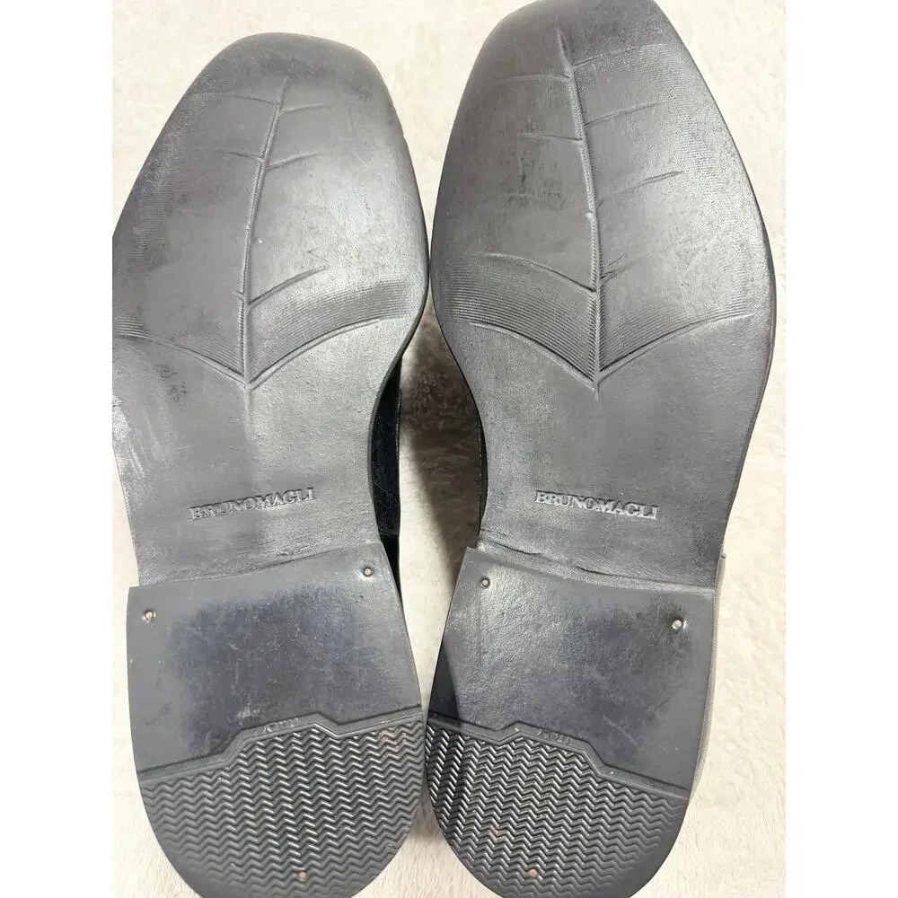 Bruno Magli Raging Italian Loafers Mens 9 M Black Leather Slip On Dress Shoes